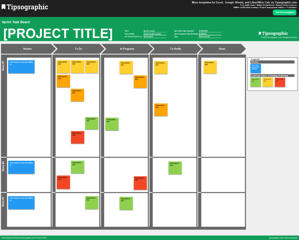 FREE DOWNLOAD Scrum Board Template for Excel Free Download