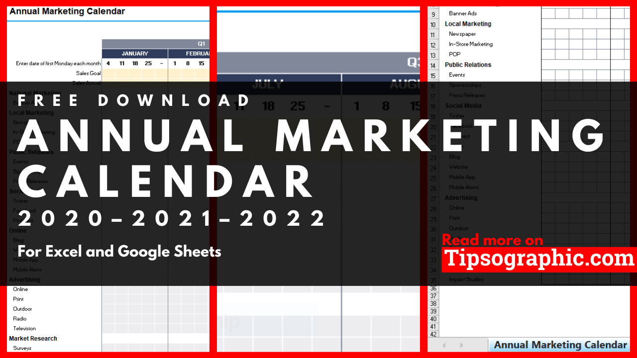 FREE DOWNLOAD Annual Marketing Calendar Template For Excel Free 