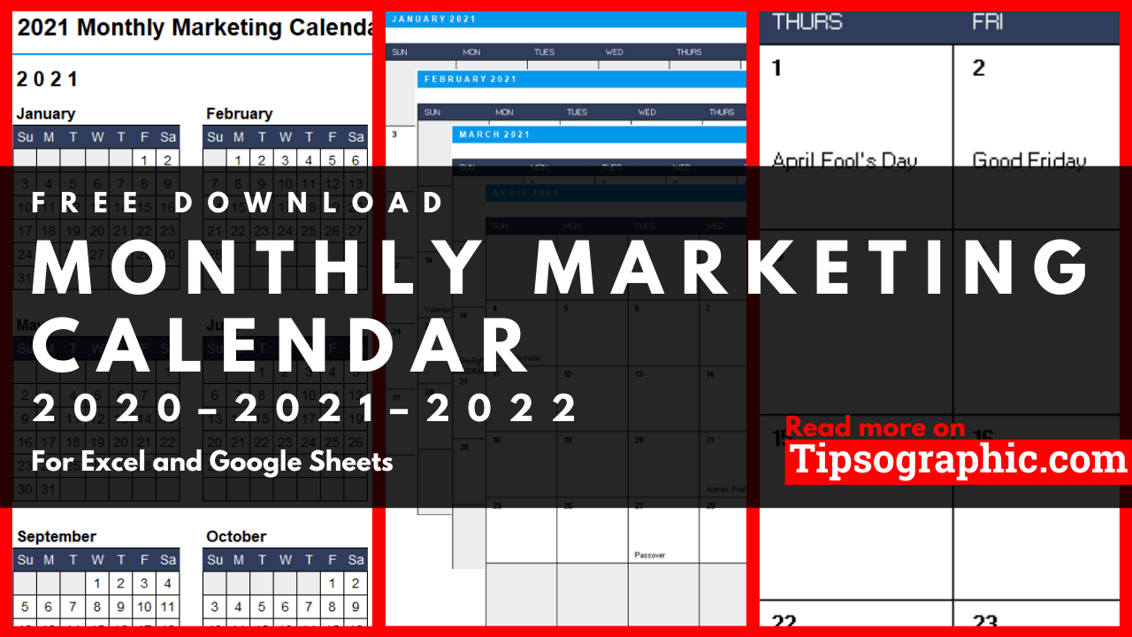 Monthly Marketing Calendar Template For Excel Free Download 21 22 Free Download
