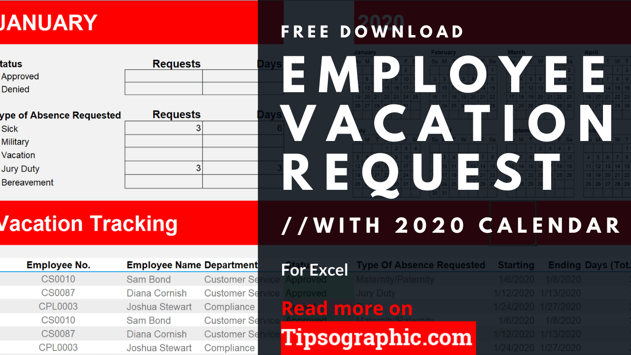 FREE DOWNLOAD > 12Month Employee Vacation Request for Excel with