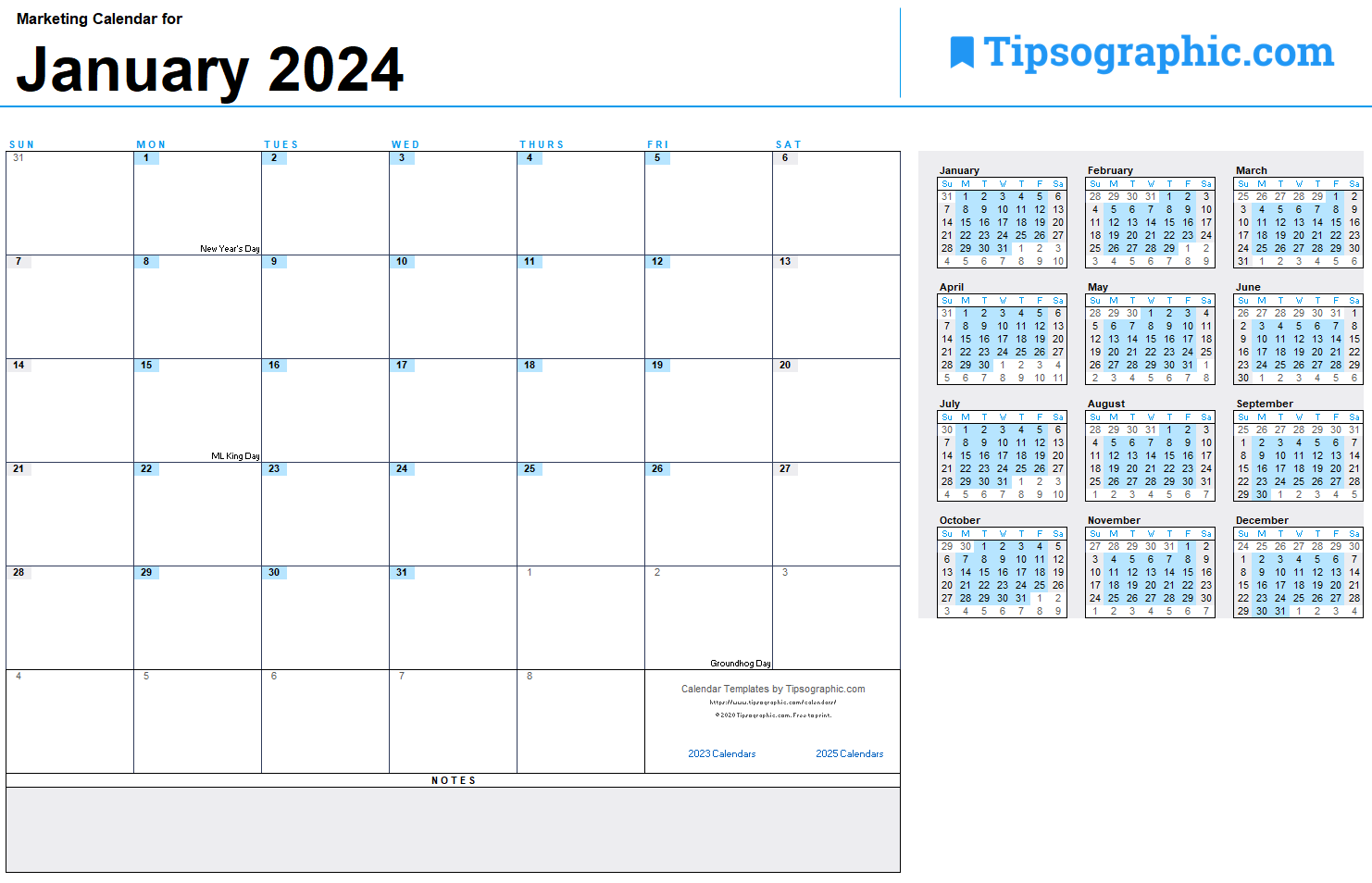 Download the 2020 TikTok Marketing Calendar (Blank) | Tipsographic