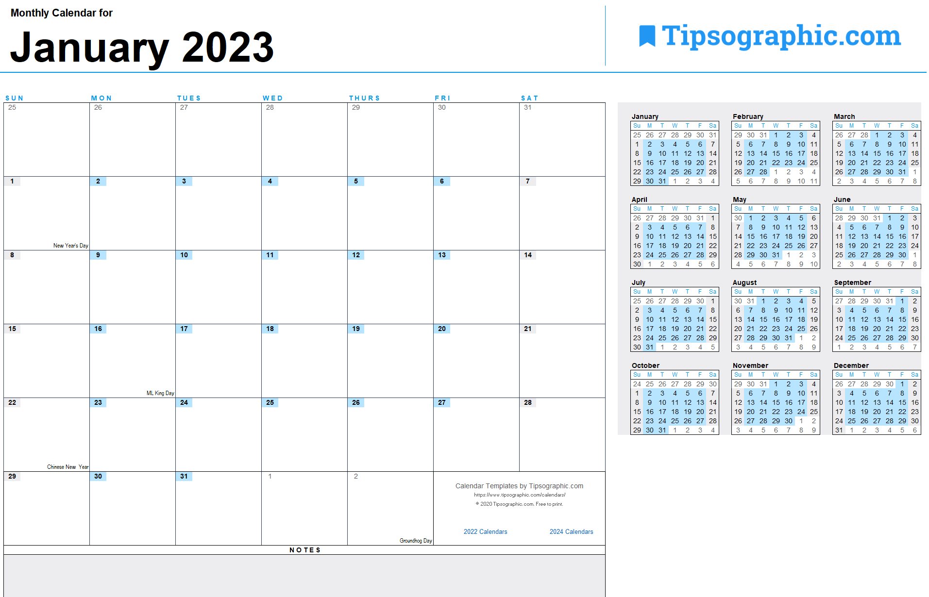 Monthly Calendar Template 2023 - 2023